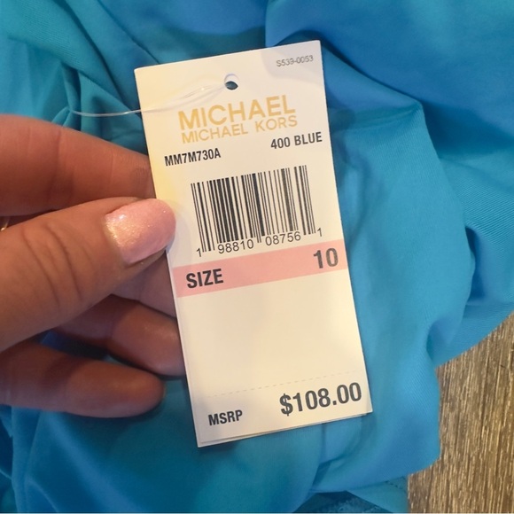 New Michael Kors Logo One piece swimsuit sizes 10 & 12 available Color Crew blue - Picture 7 of 7